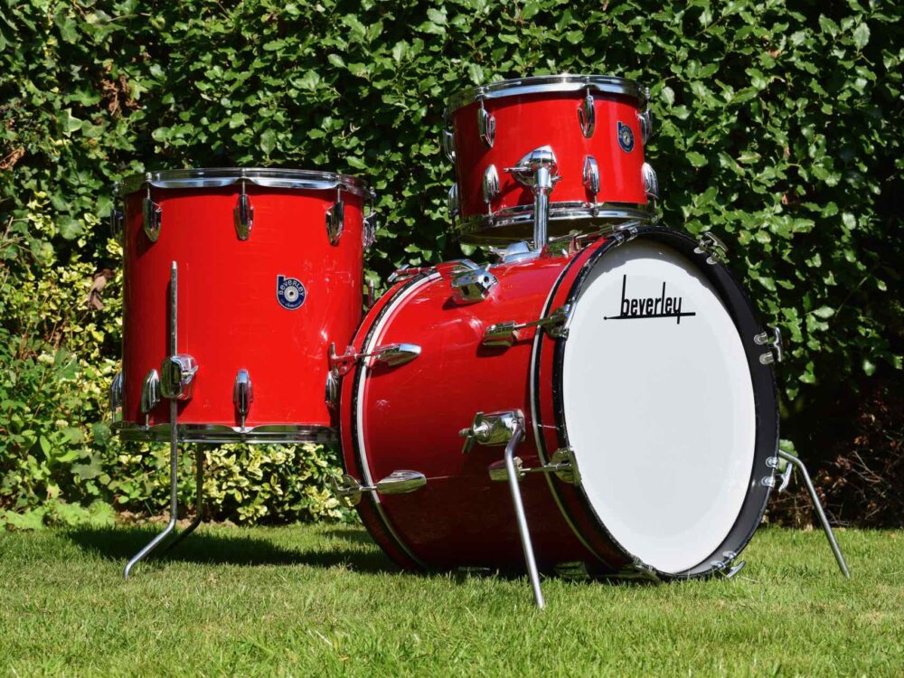 Vintage 1970s Beverley 'Jazz Bop' Drum Kit in Red Silk